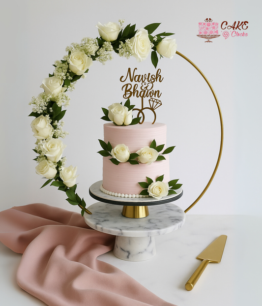 Elegant Floral Engagement Cake