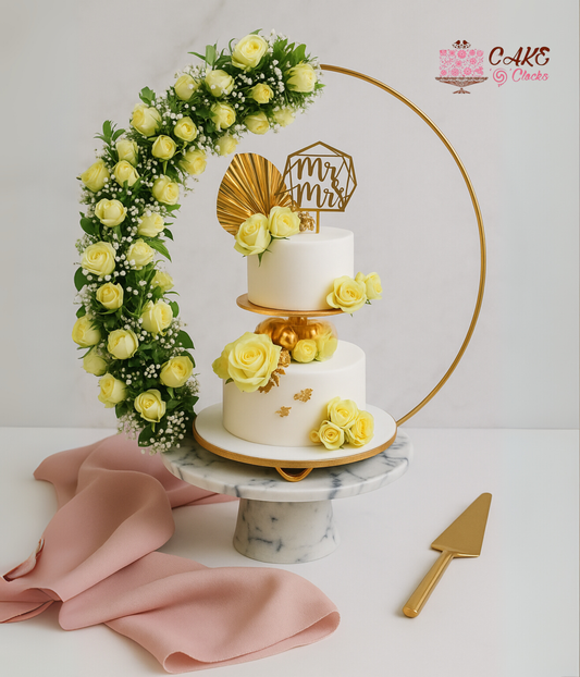 Luxury Yellow Rose Wedding Cake