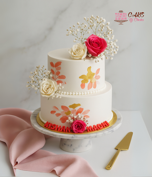 Hand-Painted Floral Cake