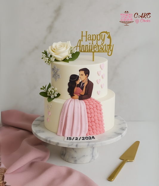 Couple Figurine Anniversary Cake