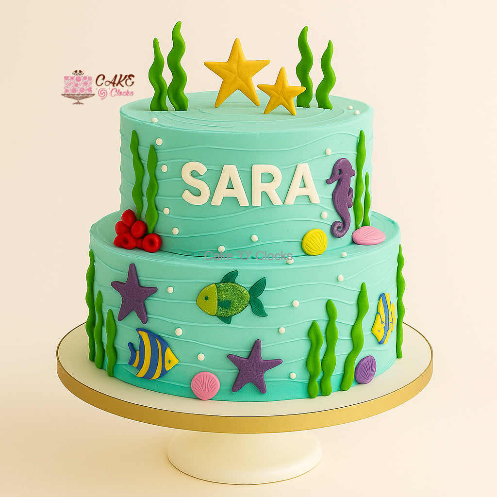 Underwater Aqua Theme Cake