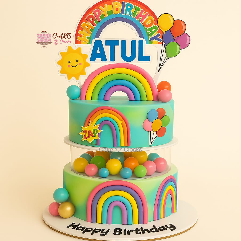 Rainbow Theme Birthday Cake