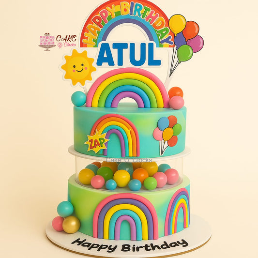Rainbow Theme Birthday Cake