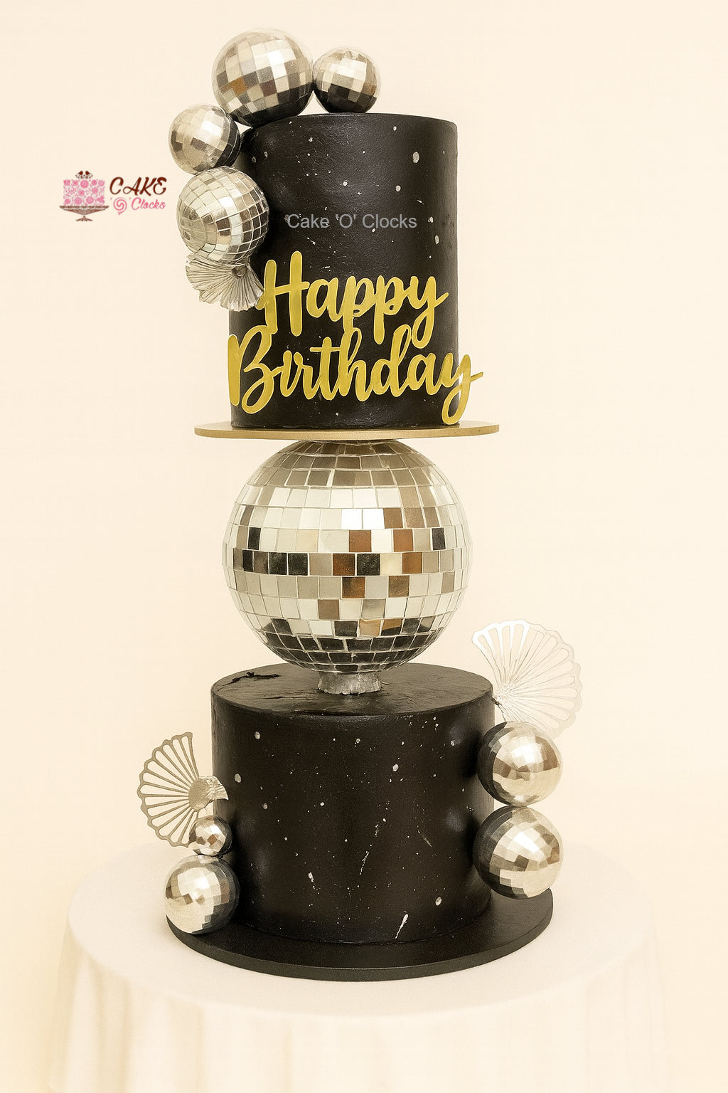 Black Disco Ball Birthday Cake