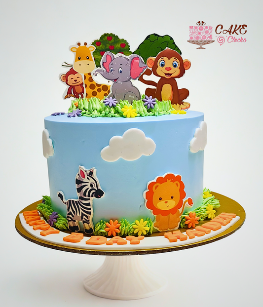 Cute Jungle Animal Cake