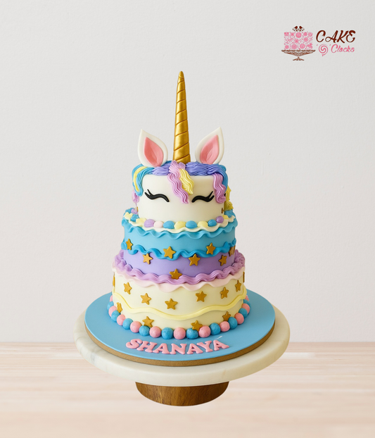 3 Tier Unicorn Theme Cake