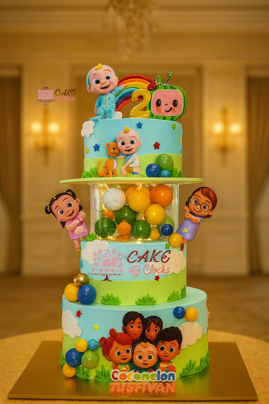 Cocomelon Theme Birthday Cake