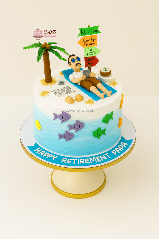 Beach Theme Retirement Cake