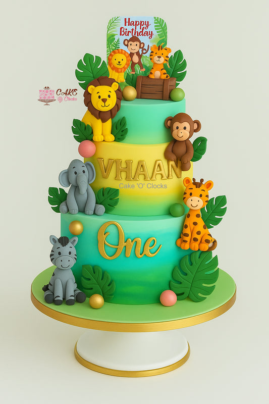 3-Tier Safari Animal Cake