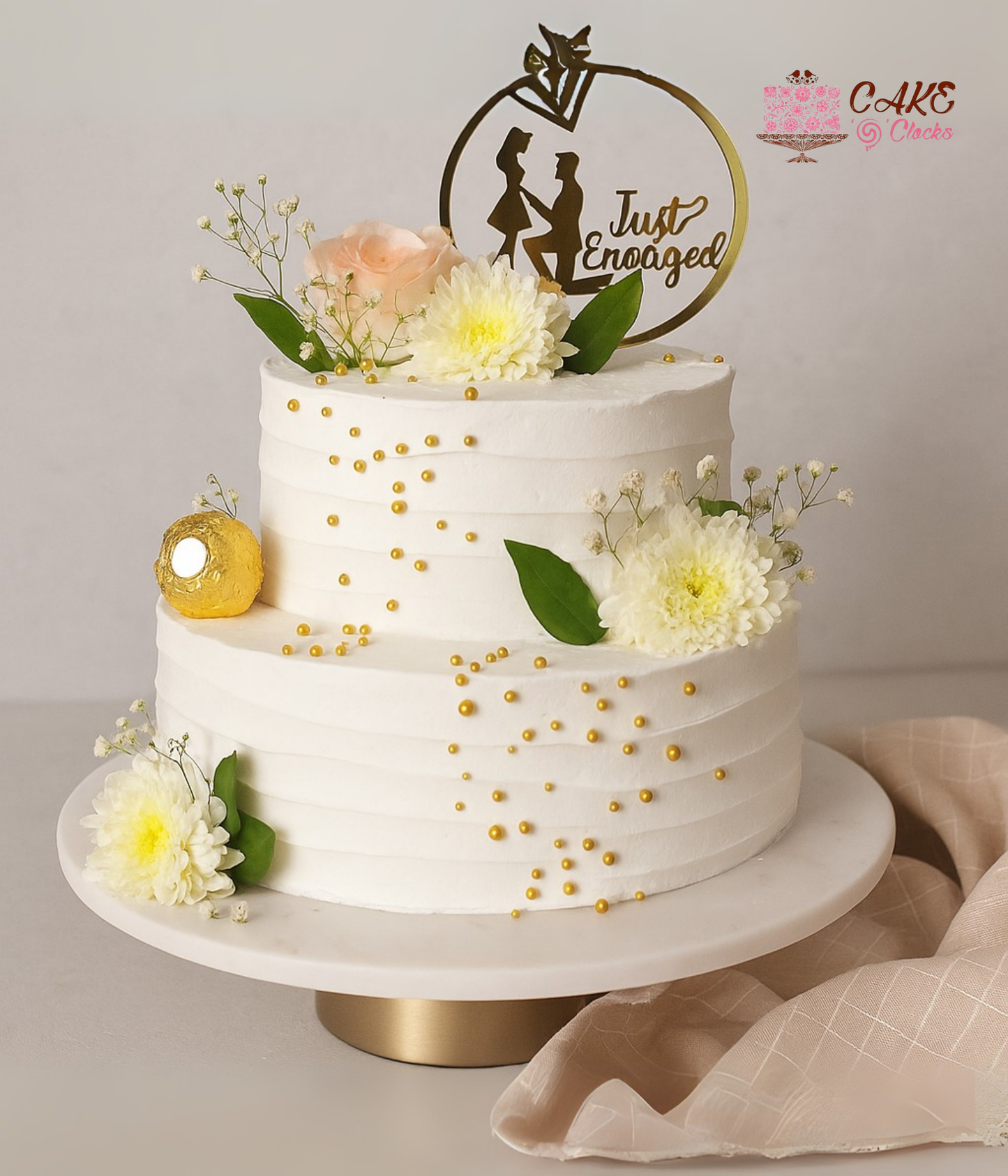 Golden Bloom Engagement Cake.