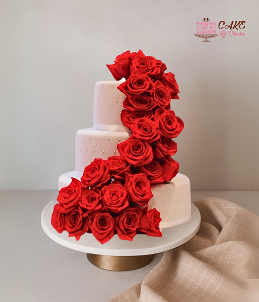 Luxury Red Rose Cascade Cake