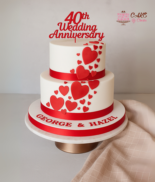 Ruby Heart Anniversary Cake