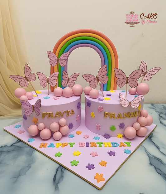 Butterfly Twins Celebration Cake