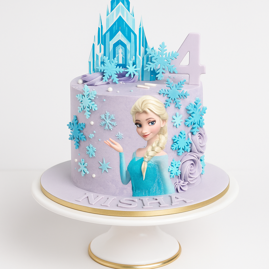 Elsa Snowflake Castle Cake