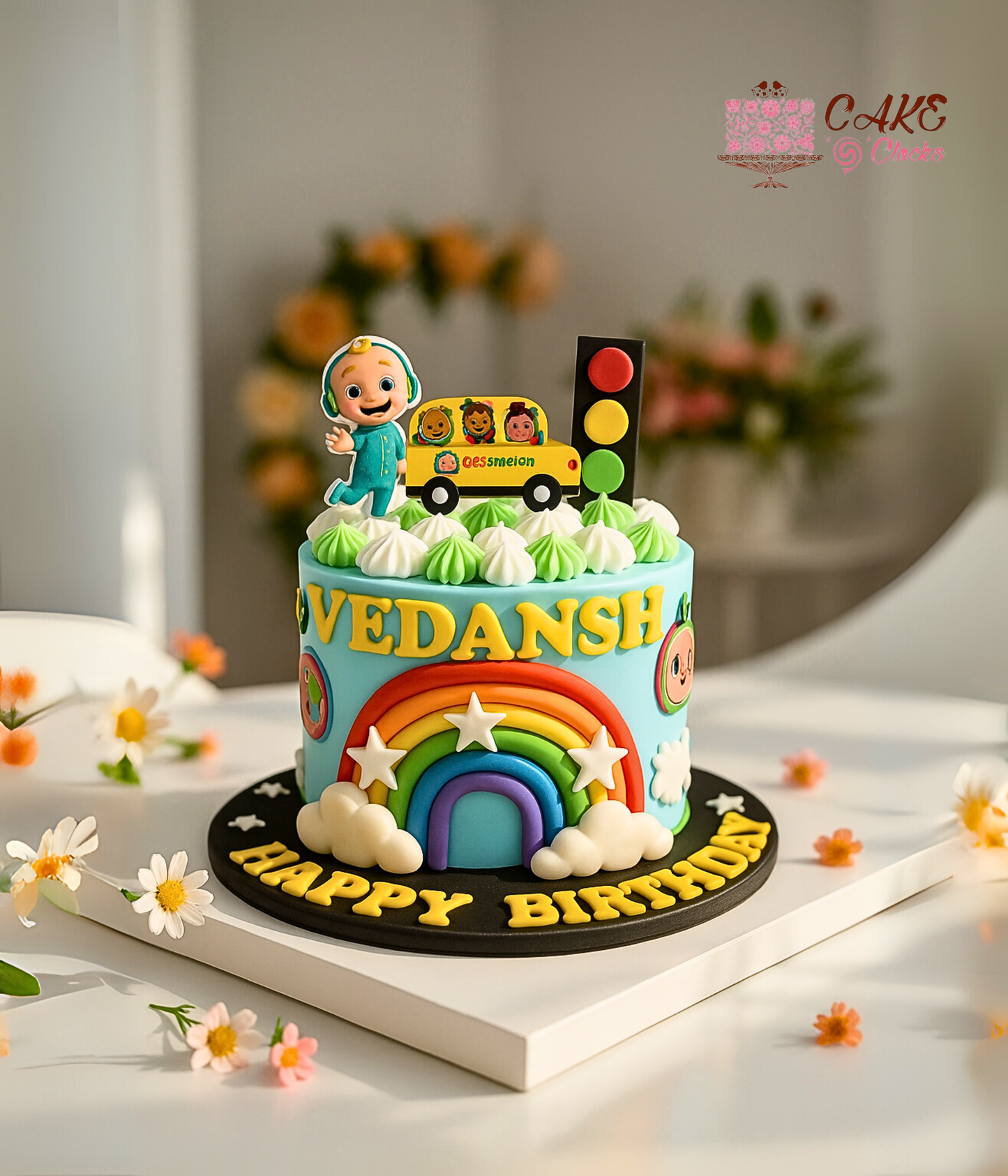 Rainbow Cocomelon Theme Cake