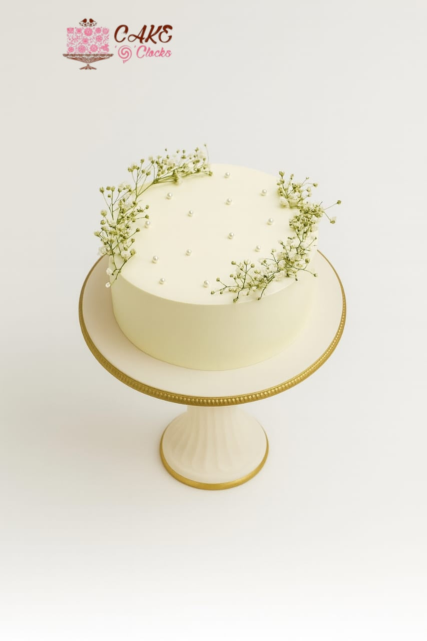 Minimalist White Floral Cake