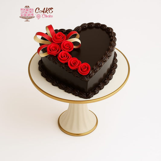 Elegent Heart Shape Chocolate Cake
