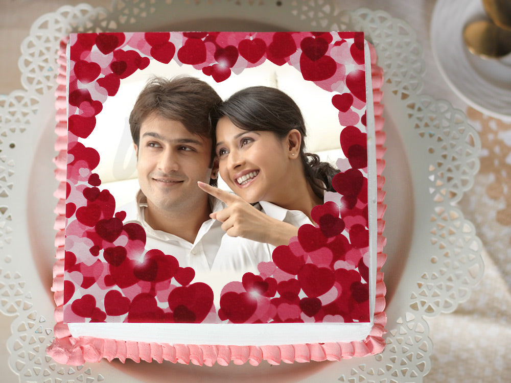 Heart Shape Photo Cake