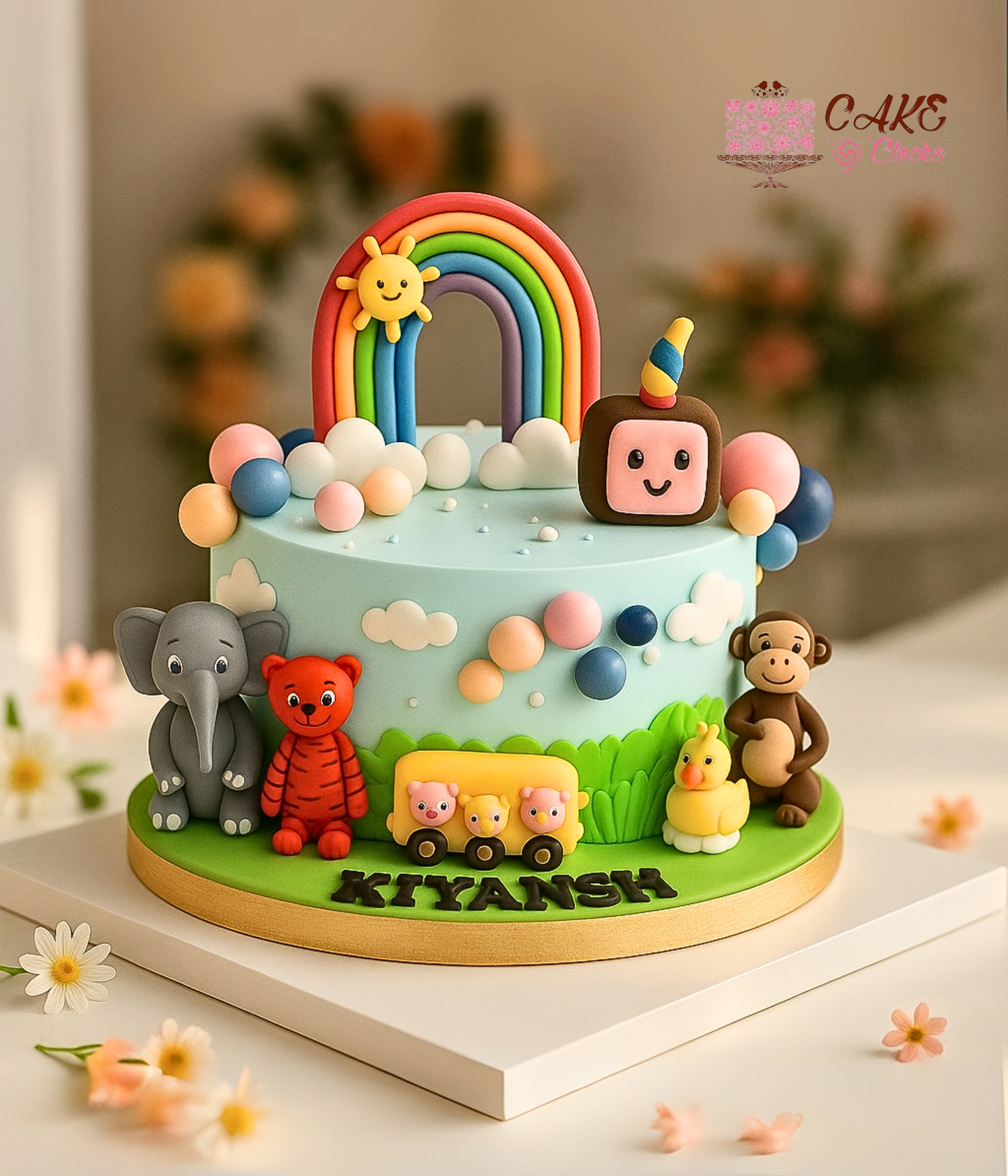 Rainbow Jungle Theme Cake