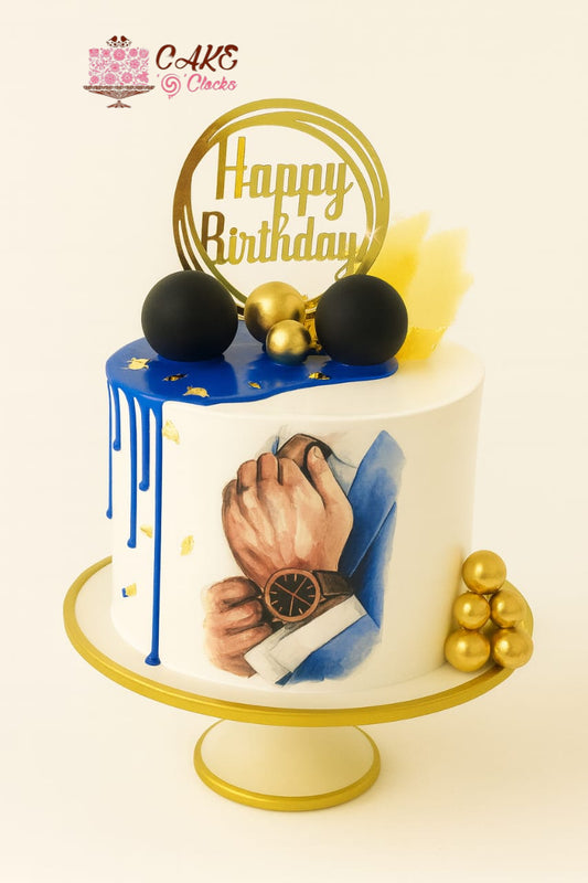 Royal Blue Gentleman Birthday Cake