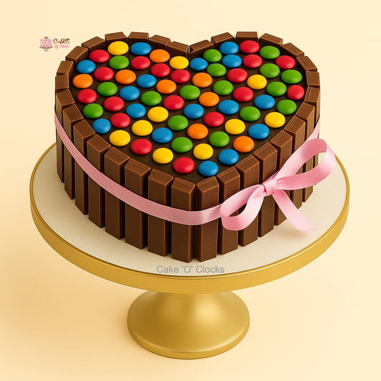 Heart Shaped KitKat Gems Cake