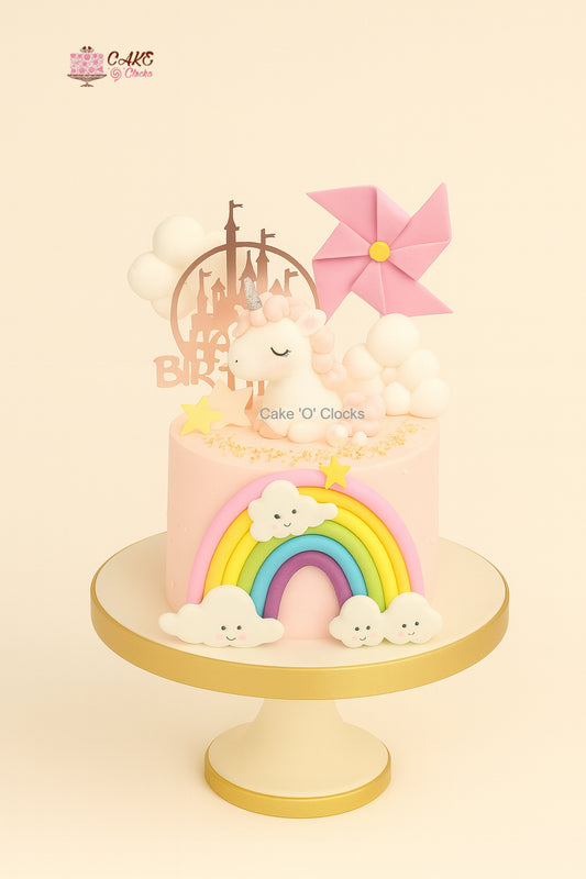 Whimsical Unicorn Rainbow Cake