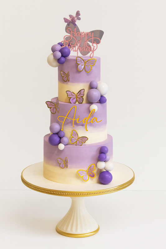 Lavender Ombre Butterfly Cake