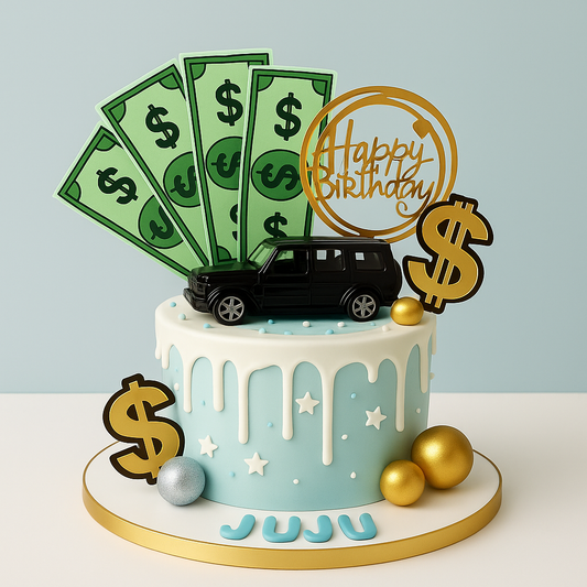 Luxury Money & Car Birthday Cake