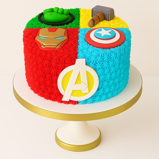 Avengers Theme Cake with Logos