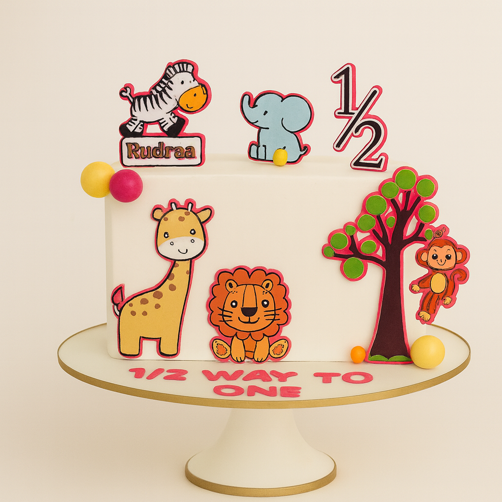 Jungle Safari Half Birthday Cake