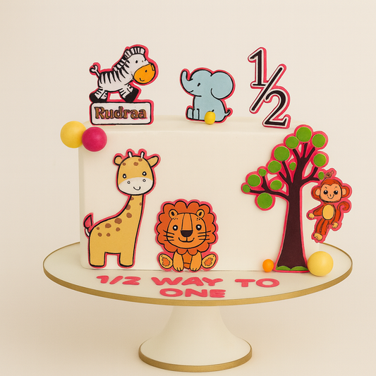 Jungle Safari Half Birthday Cake