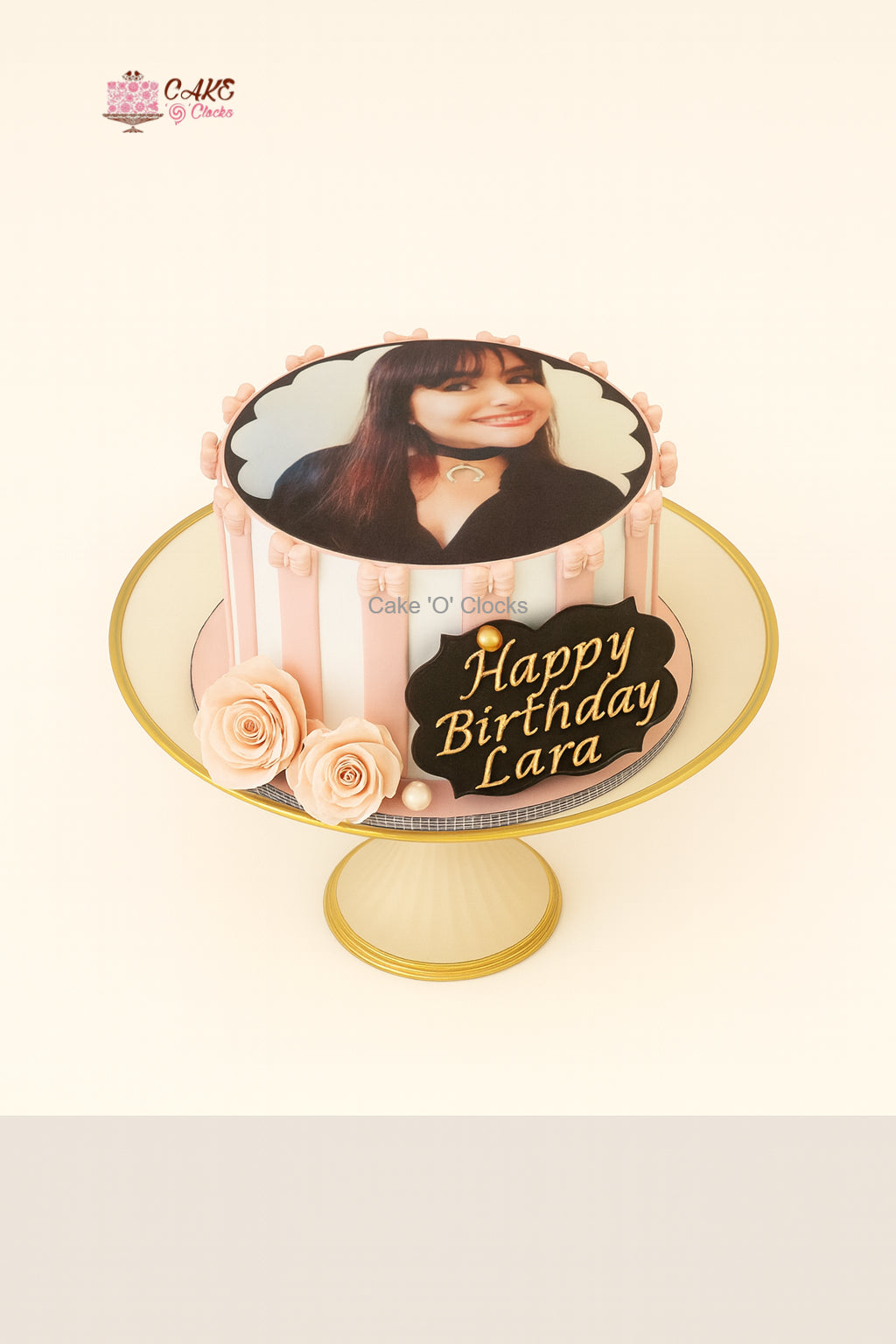 Elegant Roses Photo Cake