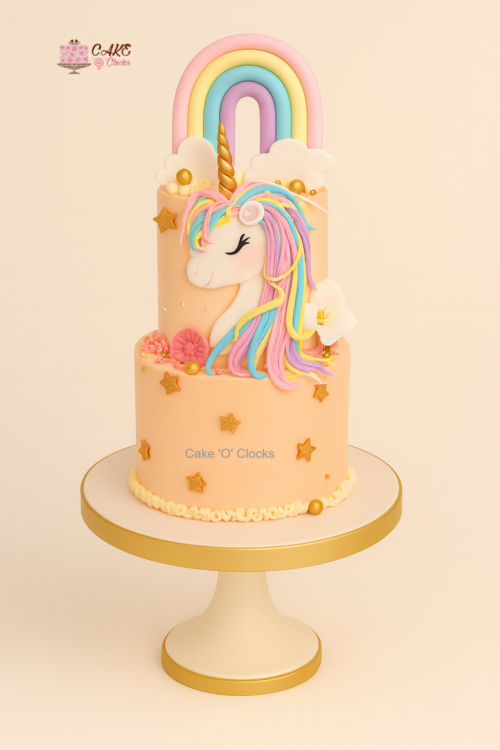 Golden Rainbow Unicorn Cake