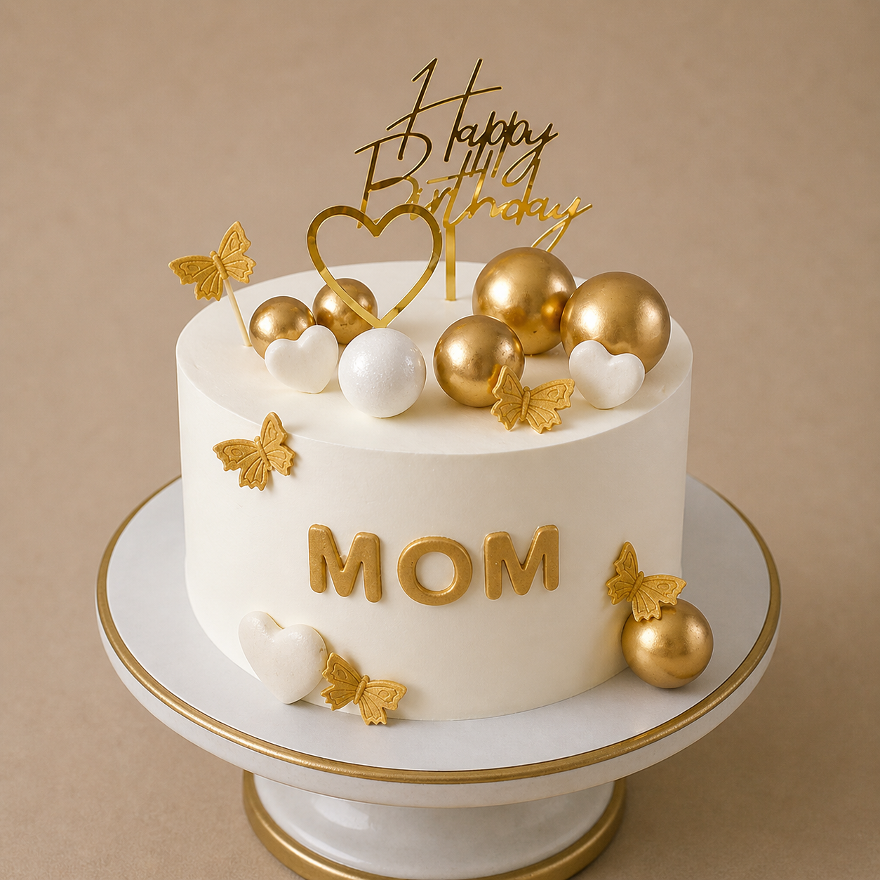 Golden Luxury Mom Birthday Cake