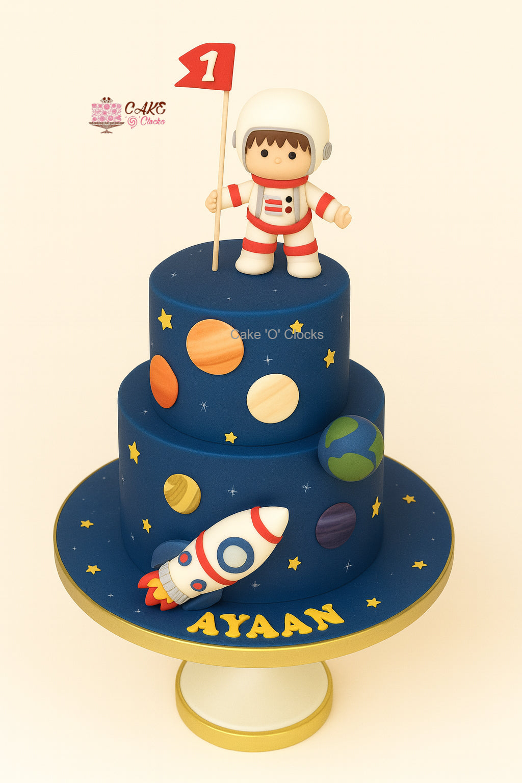 Cartoon Astronaut Space Cake