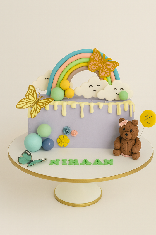Rainbow Butterfly Teddy Cake