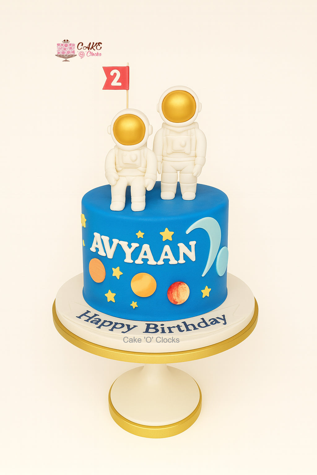 Astronaut Birthday Cake with Name