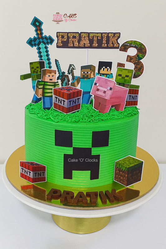 Minecraft Creeper Birthday Cake