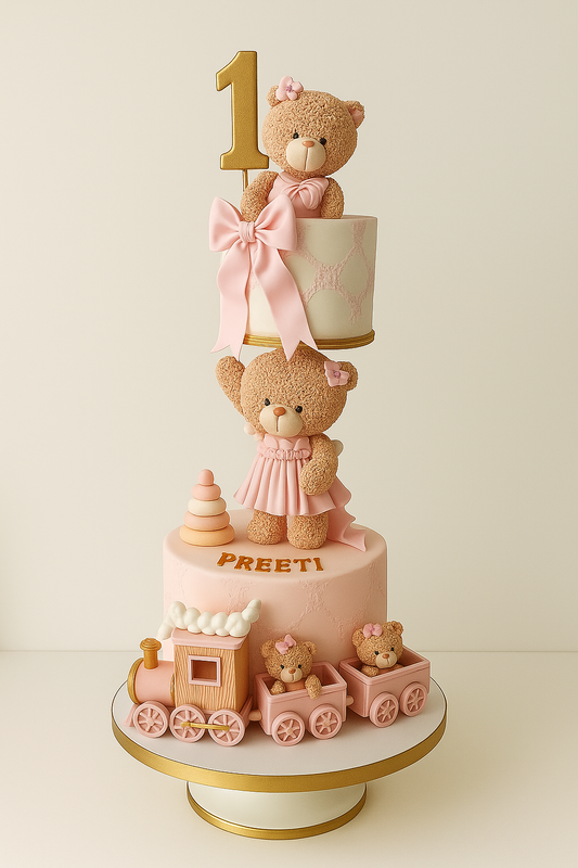 Teddy Train 1st Birthday Cake