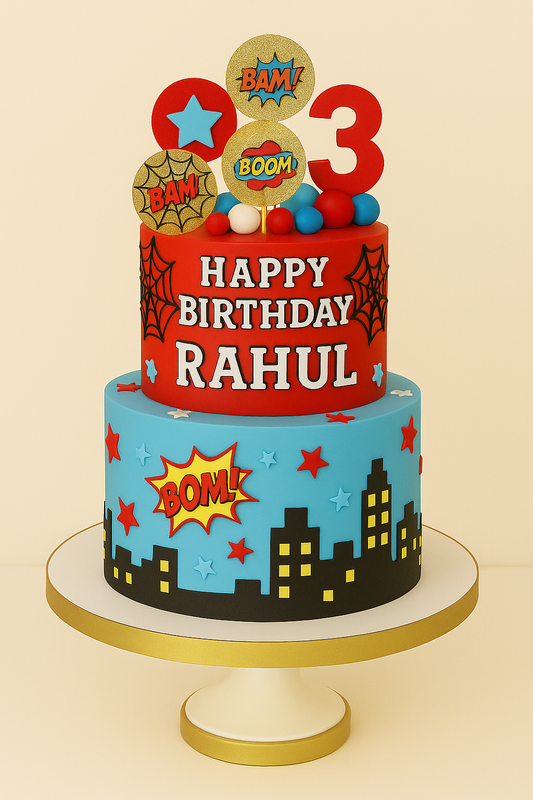 Comic Superhero City Cake