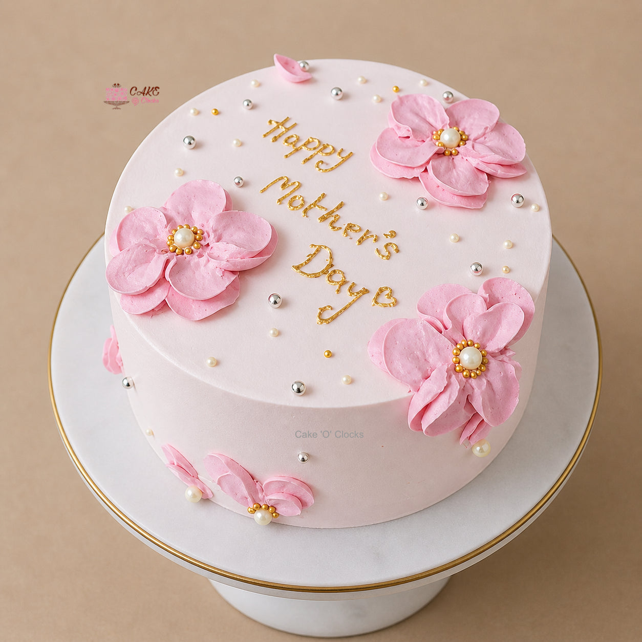 Elegant Pink Floral Mother’s Day Cake