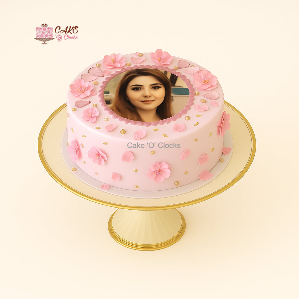 Floral Frame Photo Cake