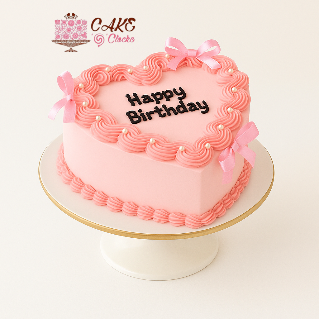 Pink Heart Birthday Cake