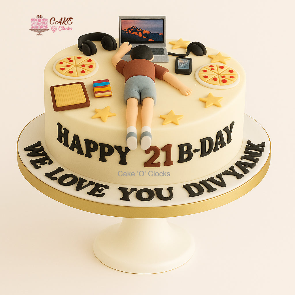 Laptop & Pizza Workaholic Cake