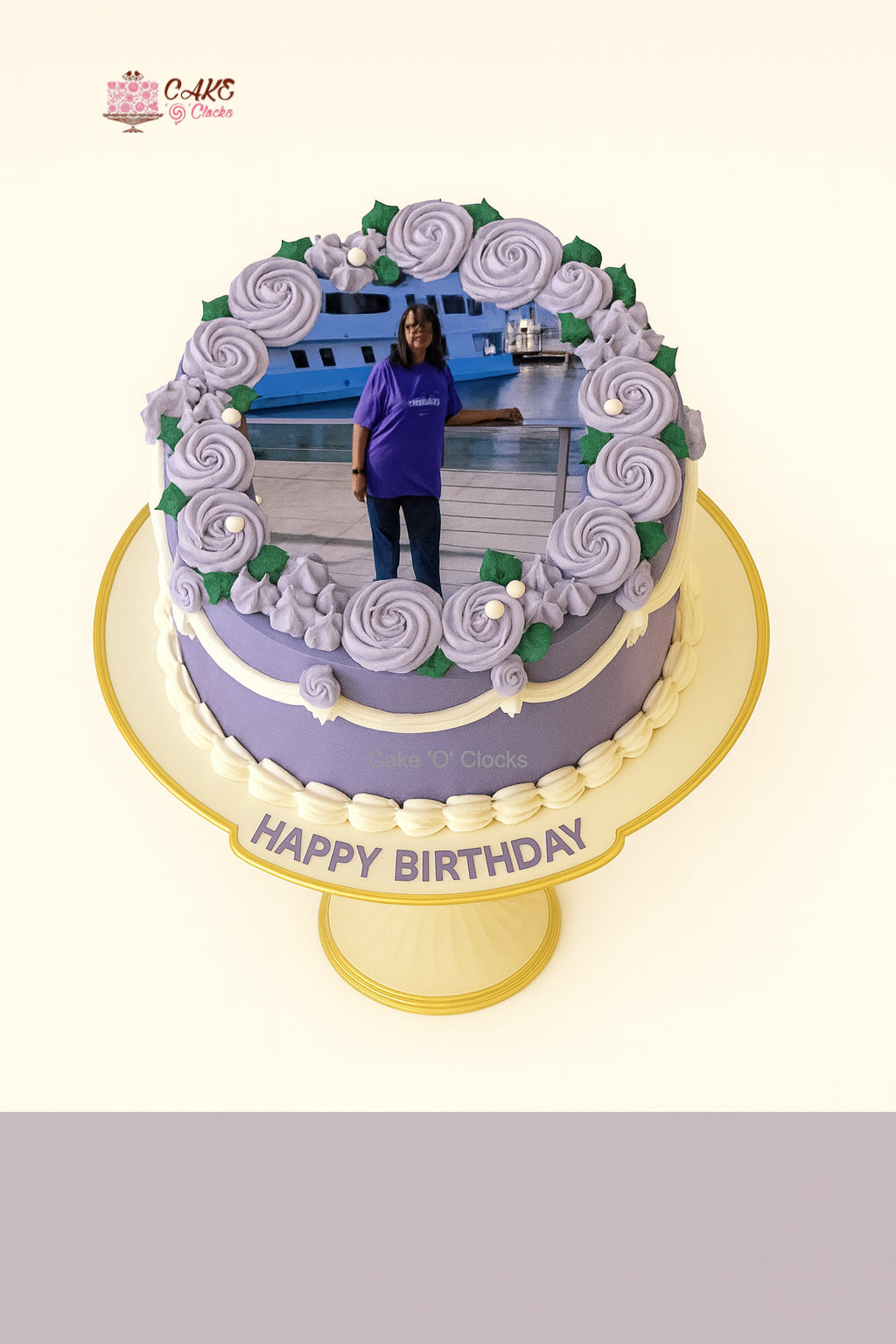 Lavender Floral Photo Cake