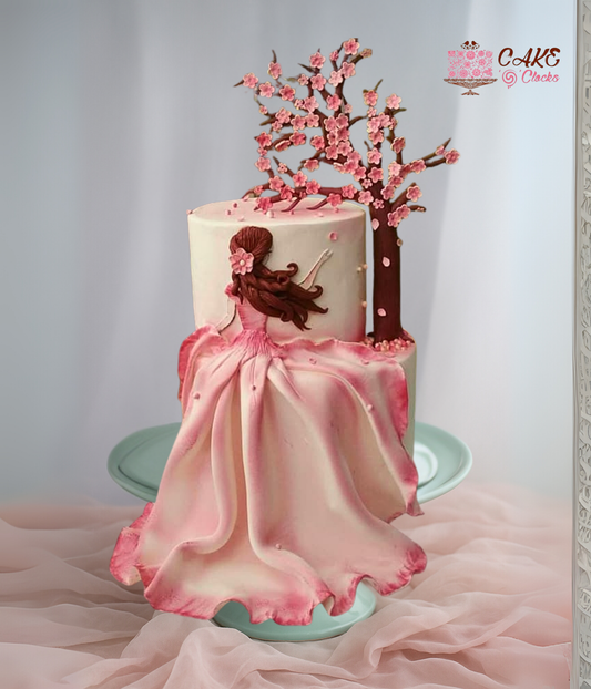 Pink Gown Bride Cake