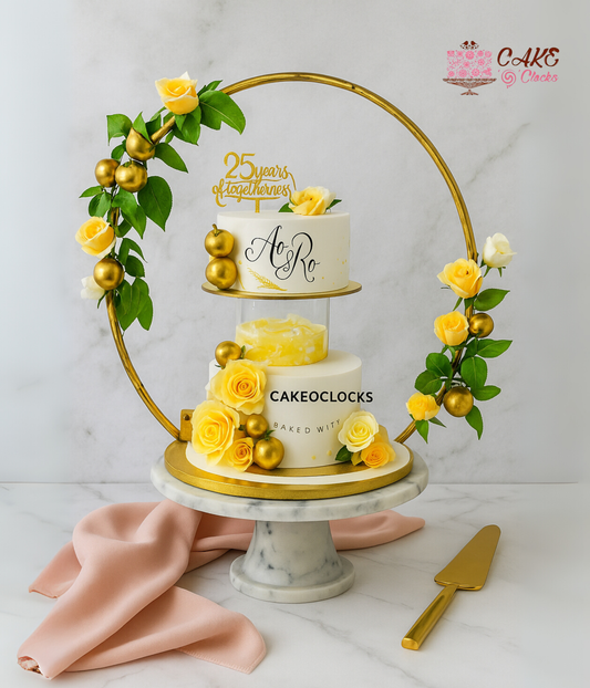 Yellow Rose Mr & Mrs Cake