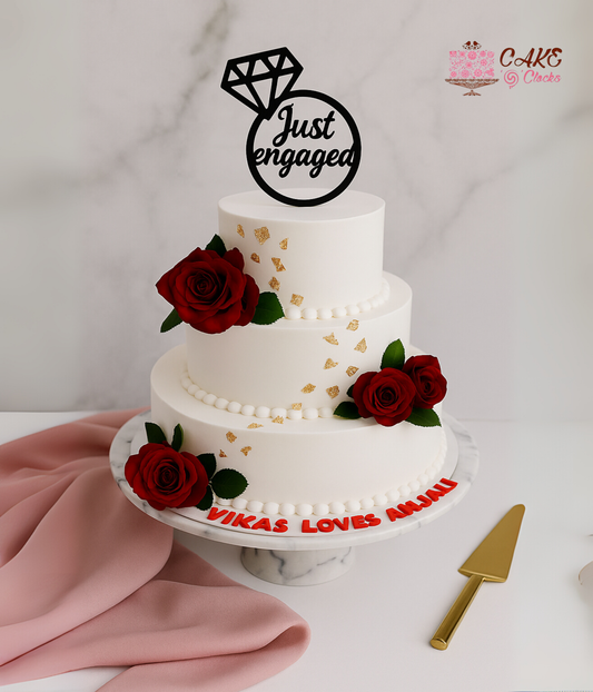Just Engaged Rose Cake