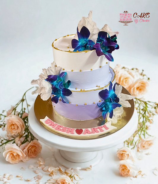 Purple & White Floral Cake