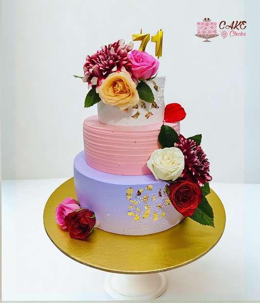 Pastel Floral Tier Cake